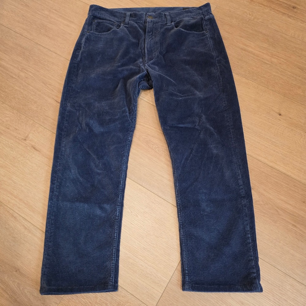 Rag & Bone Mens Navy Blue Corduroy Straight Leg Pants Size 33 Stretch Cotton